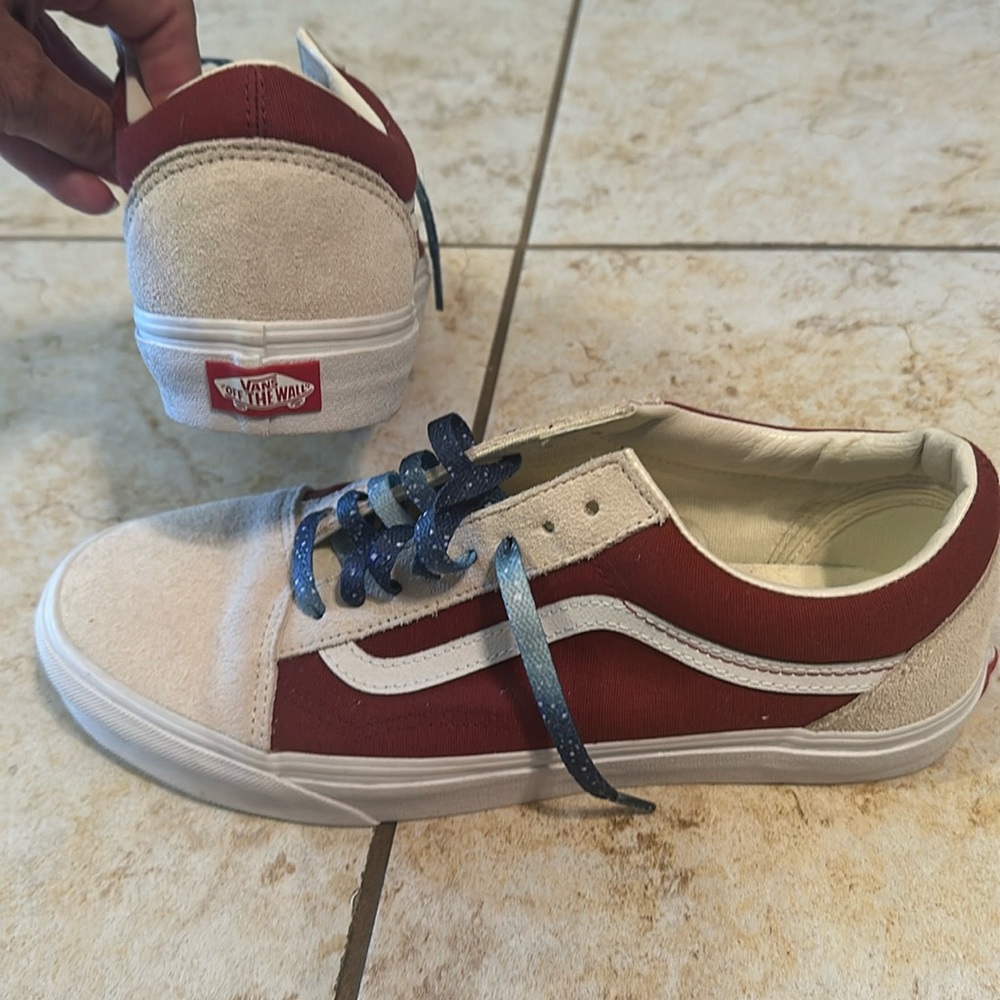 Maroon and Ivory Vans Never Worn Size 9.5 Men’s 11 Women’s